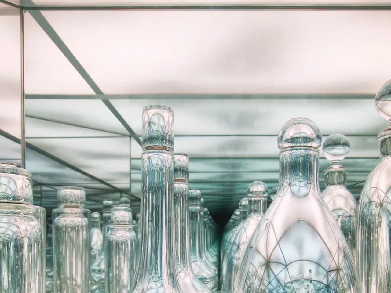 In this image, we can see some glass objects.