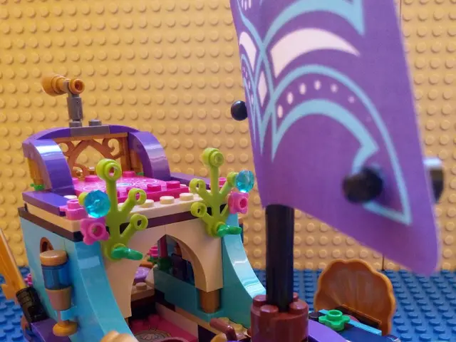 In the center of the image a boat toy is present.