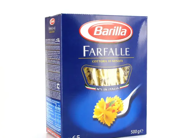 In this picture there is a box on a white surface. At the bottom towards left, there is text and...