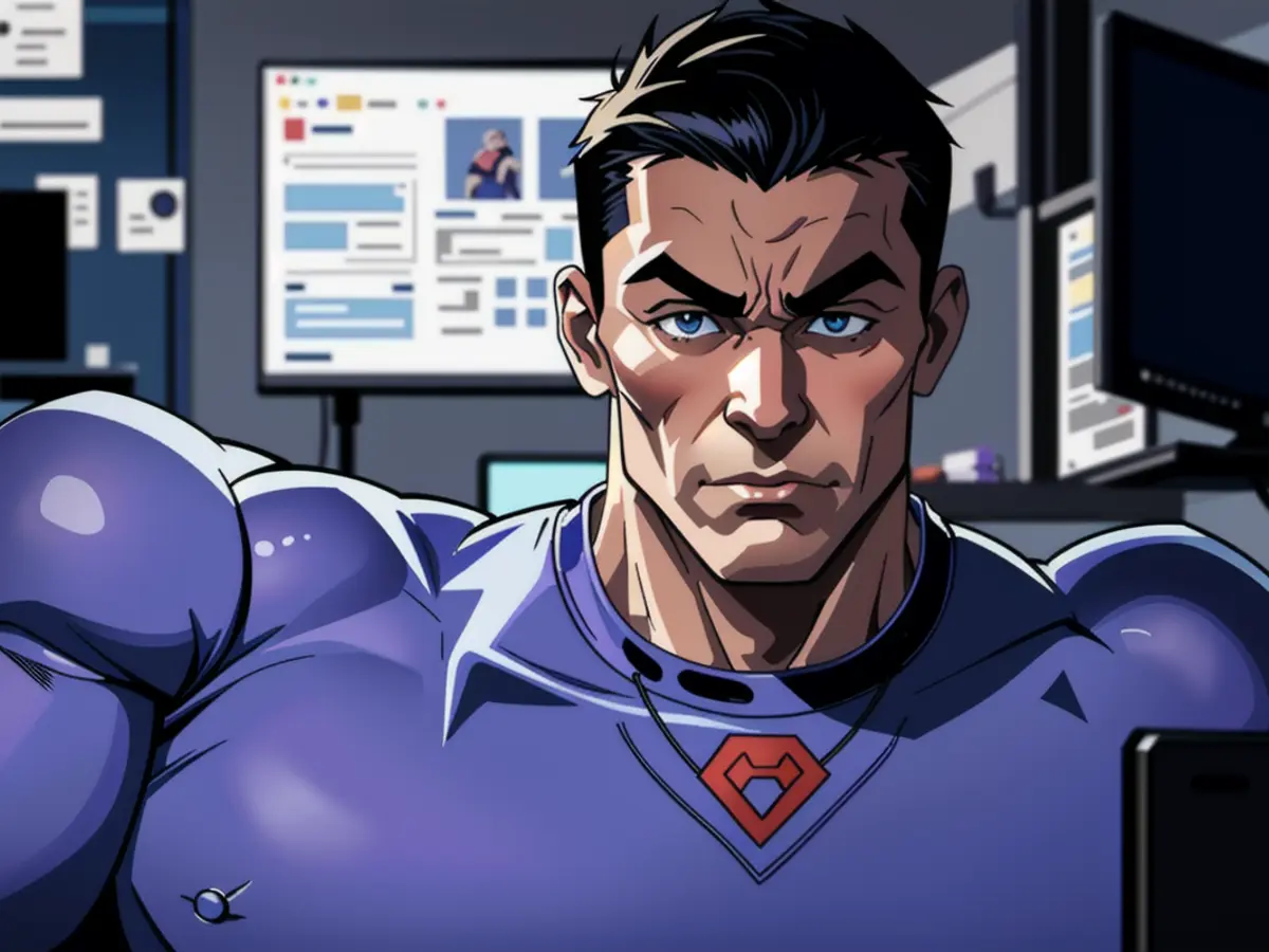 In a dimly lit office, a dedicated businessperson engages in the intricacies of software...